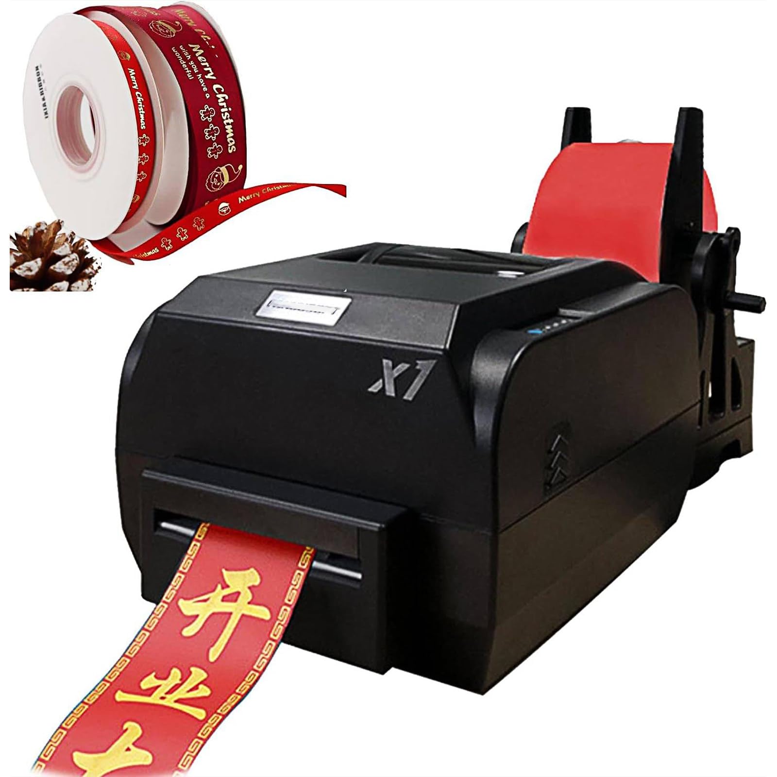 SHAHRYAR Macchina per Stampa A Nastro Satinato Aggiornata,Macchina per Stampa A Nastro Satinato,Supporta Oltre 50 Lingue,200 Dpi 150 Mm/S,per Cordini Ed Etichette Singlerow