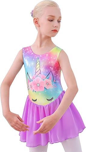 Miniatura 2 de AMZadenobe Leotardo de ballet para niñas con falda para niños, vestido de tutú de baile, gimnasia con falda