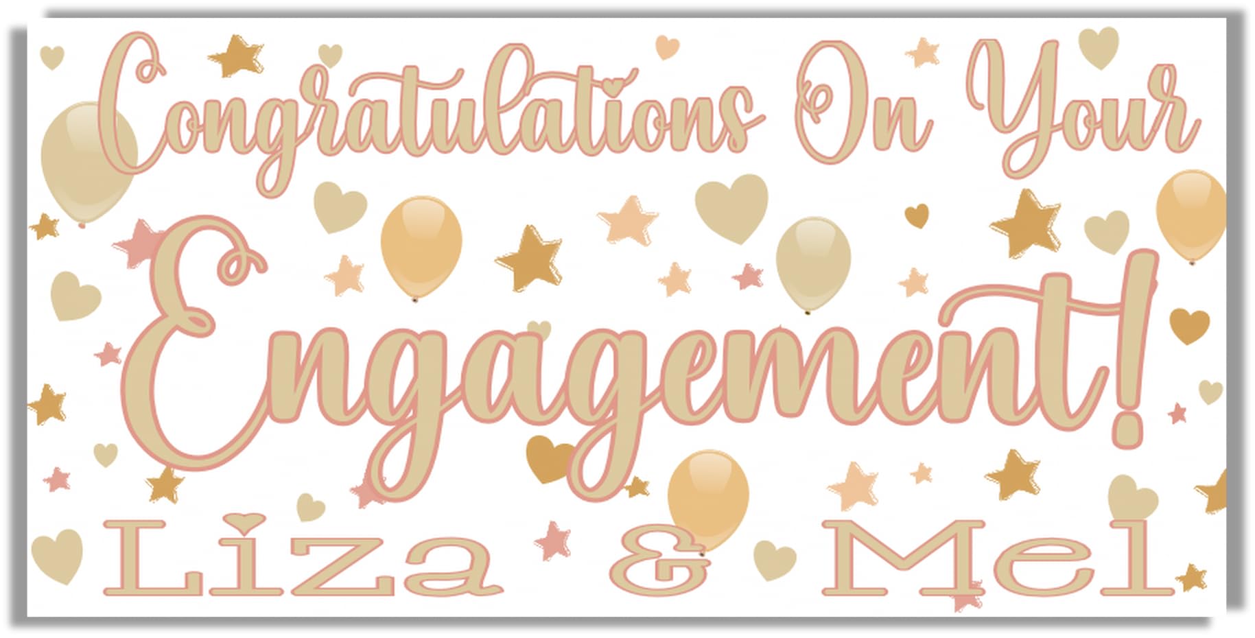 Large Personalised Engagement Banner Customised Rose Gold Party Decorations We're Engaged Congratulations Engagament Banners (Rose Gold, 4x2ft Banner No Photo)
