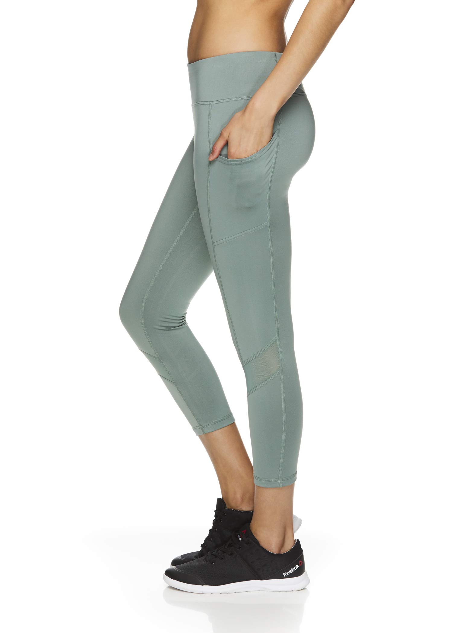 Reebok Womens Aspire Skinny Capri Compression Athletic Pants S995 M/23, Green, Medium