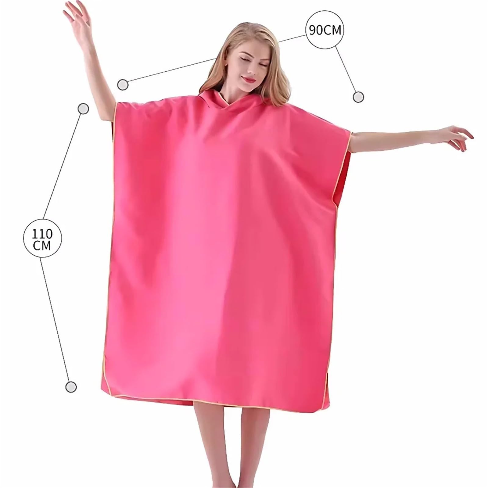 Poncho da surf, asciugamano for cambio, accappatoio con cappuccio, telo spiaggia, bagno, muta for adulti Poncho da Spiaggia(Black)