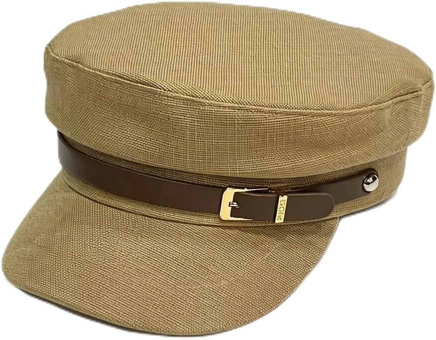 Women's Cotton Linen Newsboy Hats Gatsby Ivy Cabbie Hat Paperboy Fiddler Cap with Buckle