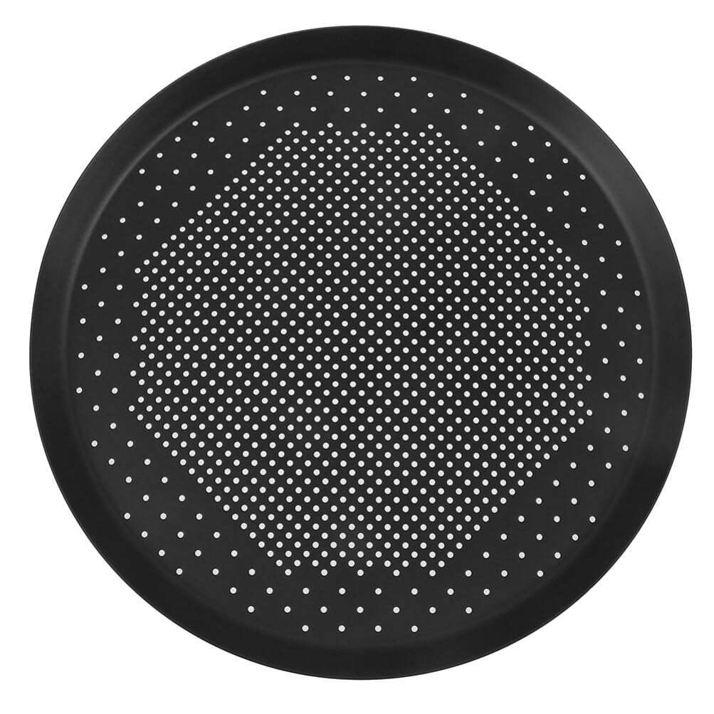 Luxshiny Teglia Pizza Rotonda Maglia Fine Teglia Pizza in Lega di Alluminio da Antiaderente Facile da Pulare per Forno o Vapore