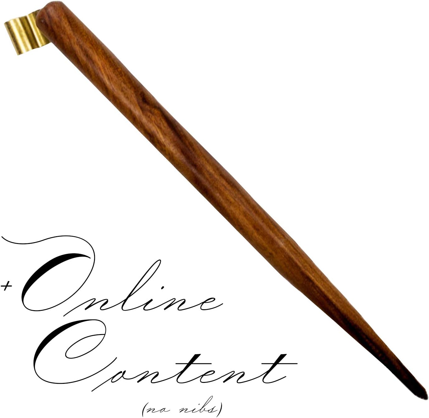 Handmade Simple Wooden Straight Calligraphy Oblique Nib Pen Holder with Removable Multi-fit Brass Flange Right Handed Dip Pen with Online Content by Penmen United