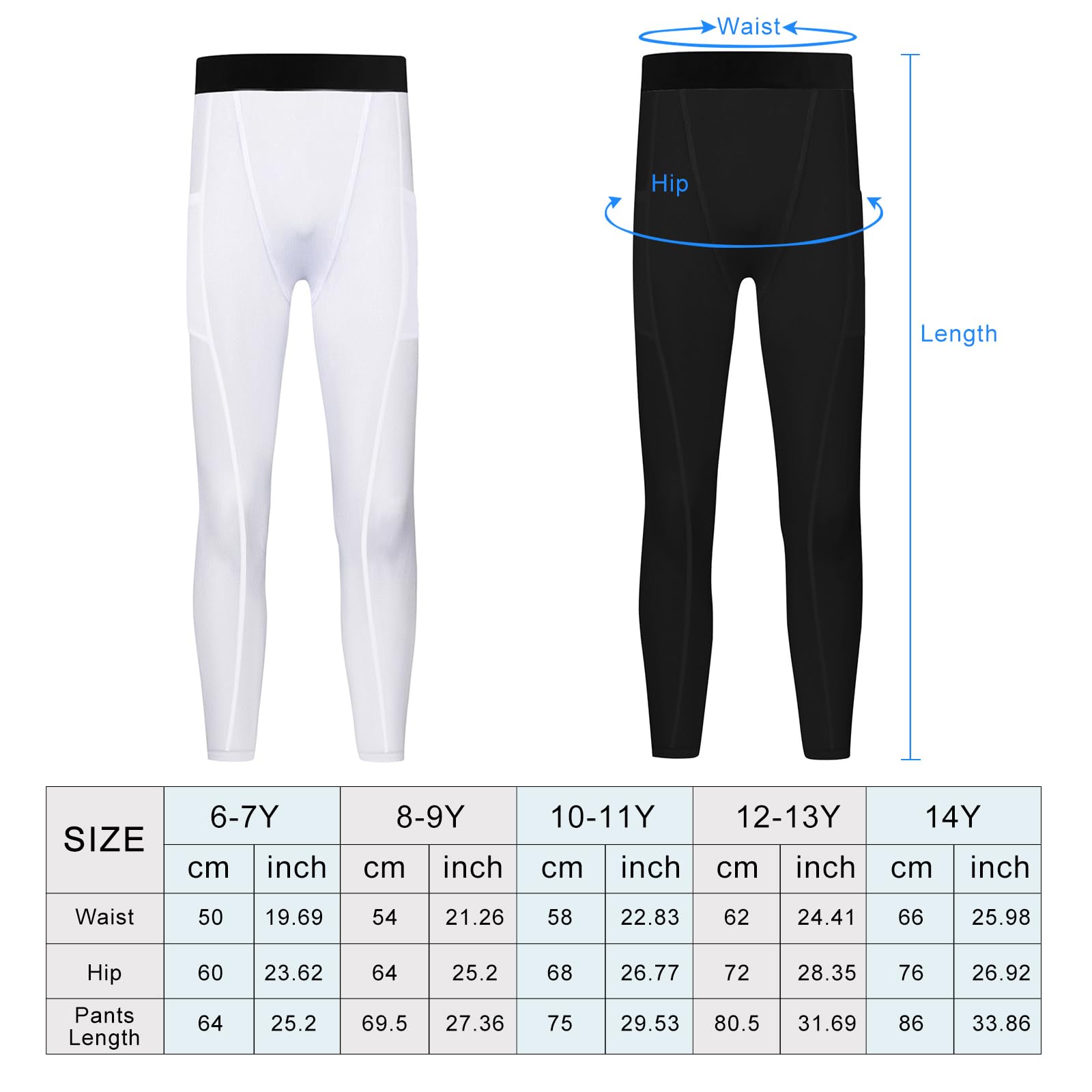 2 Pcs Jóvenes De La Base De La Base De Compresión De Niños Mechas Deportivas Junior Y Secas Rápidas Pierna fútbol Hockey Correr Medias Debajo De Pantalones