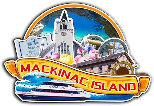 Mackinac Island Michigan USA - Imán de madera para nevera, monumentos 3D, recuerdos coleccionables, decoración hecha a mano -3839