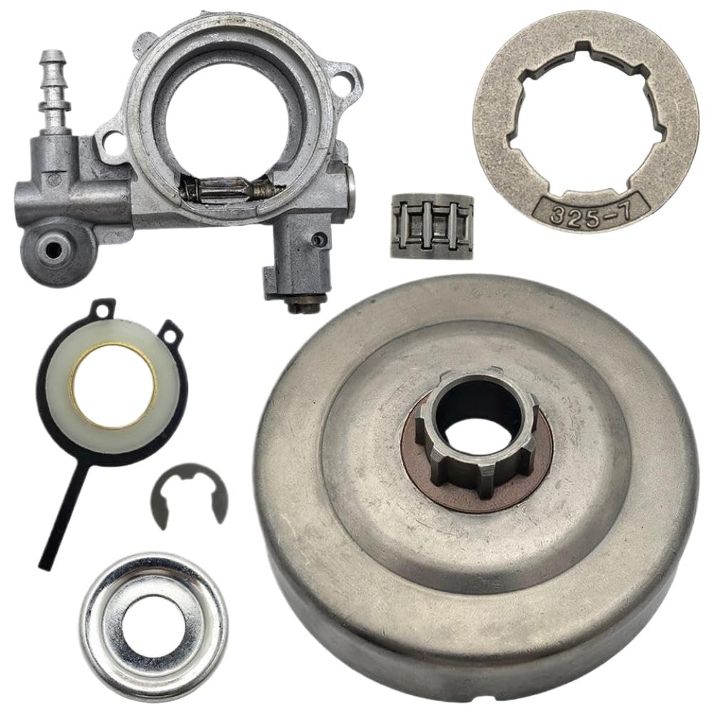 Tambor de embrague de motosierra Compatible con rodamiento de agujas de bomba de aceite de piñón de llanta 026 MS260