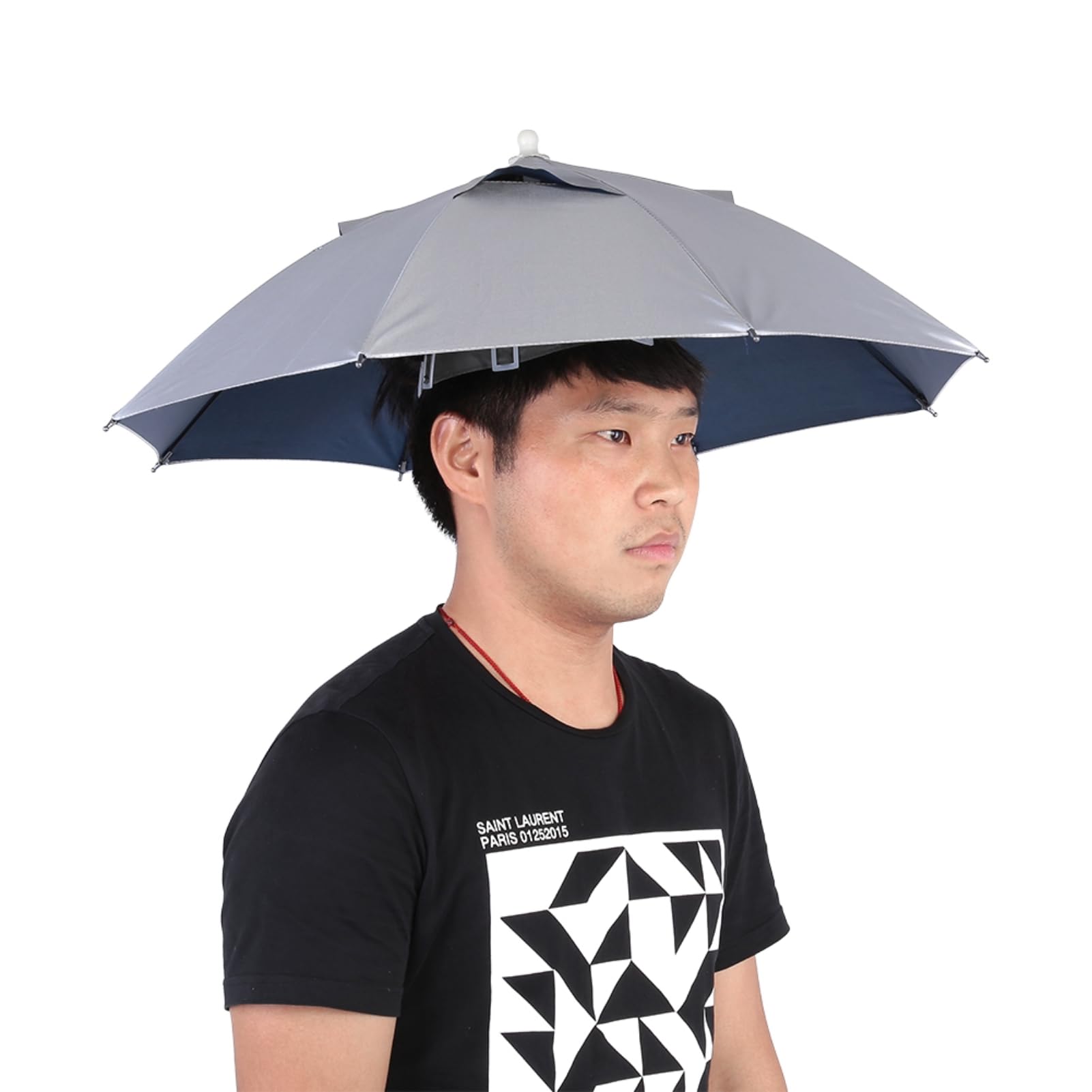 Head Umbrella Hat, Sun Rain Protection Lightweight Umbrella Hat, Outdoor Handfree Umb-rella Hat with Elastic Bands for Golf Fishing Gardening (65CM X 39CM)