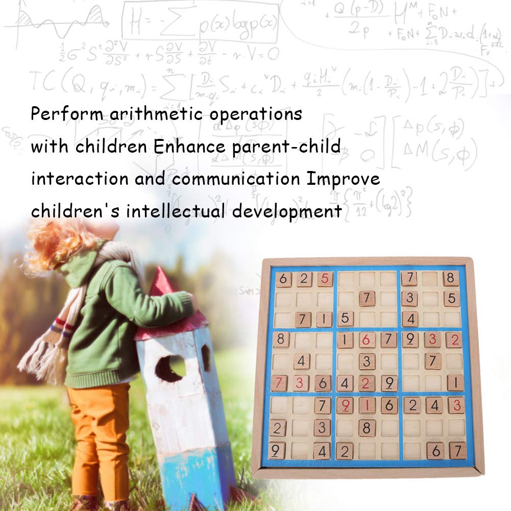 Garosa Juego de Mesa Sudoku de Madera con cajón y 81 Bloques de Madera Digitales para niños o Adultos, Rompecabezas de matemáticas, Juguetes educativos de Escritorio