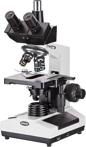 Miniatura 1 de AmScope Microscopio trinocular compuesto profesional T390B, aumento 40X-2000X, oculares WF10x y WF20x, Brightfield, iluminación halógena,
