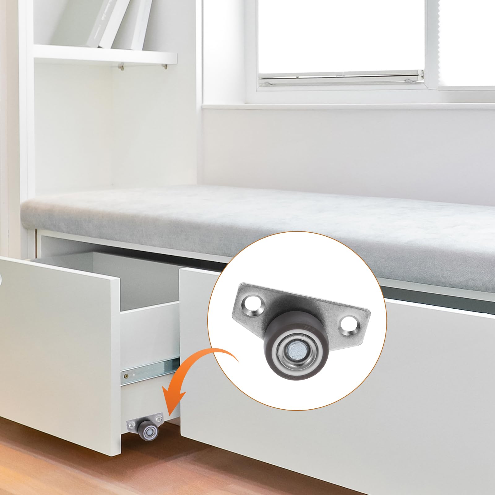 4Pcs Side Mount Casters, Castor Wheels, Furniture Castors, Silent Ball Bearing Low Profile Casters - Image 4