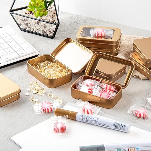 Miniatura 6 de Restaurantware RW Base - Contenedores rectangulares de lata de 4.5 onzas, 10 cajas de lata duraderas con tapas, tapas transparentes para ventana,