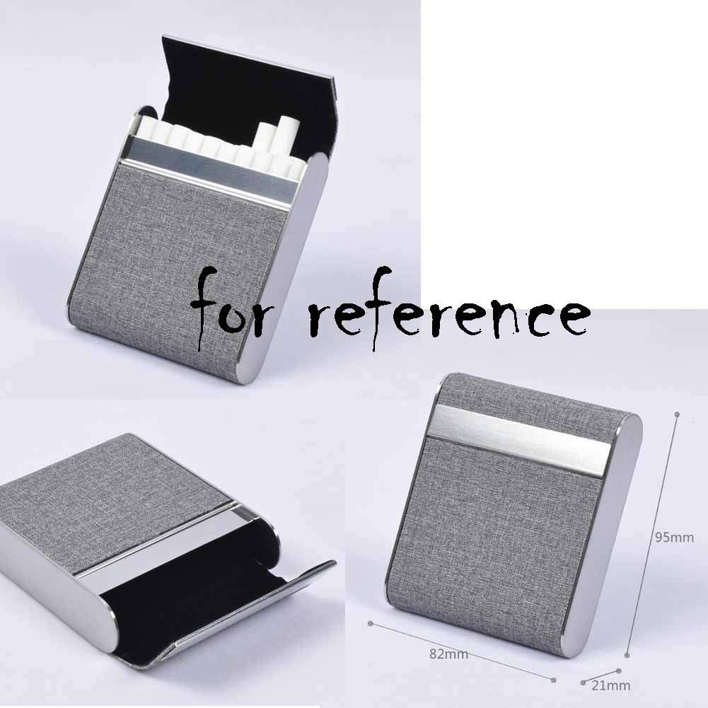 Men's Metal Cigarette Case Portable PU Cigarette Holder Case for Regular Size, Black