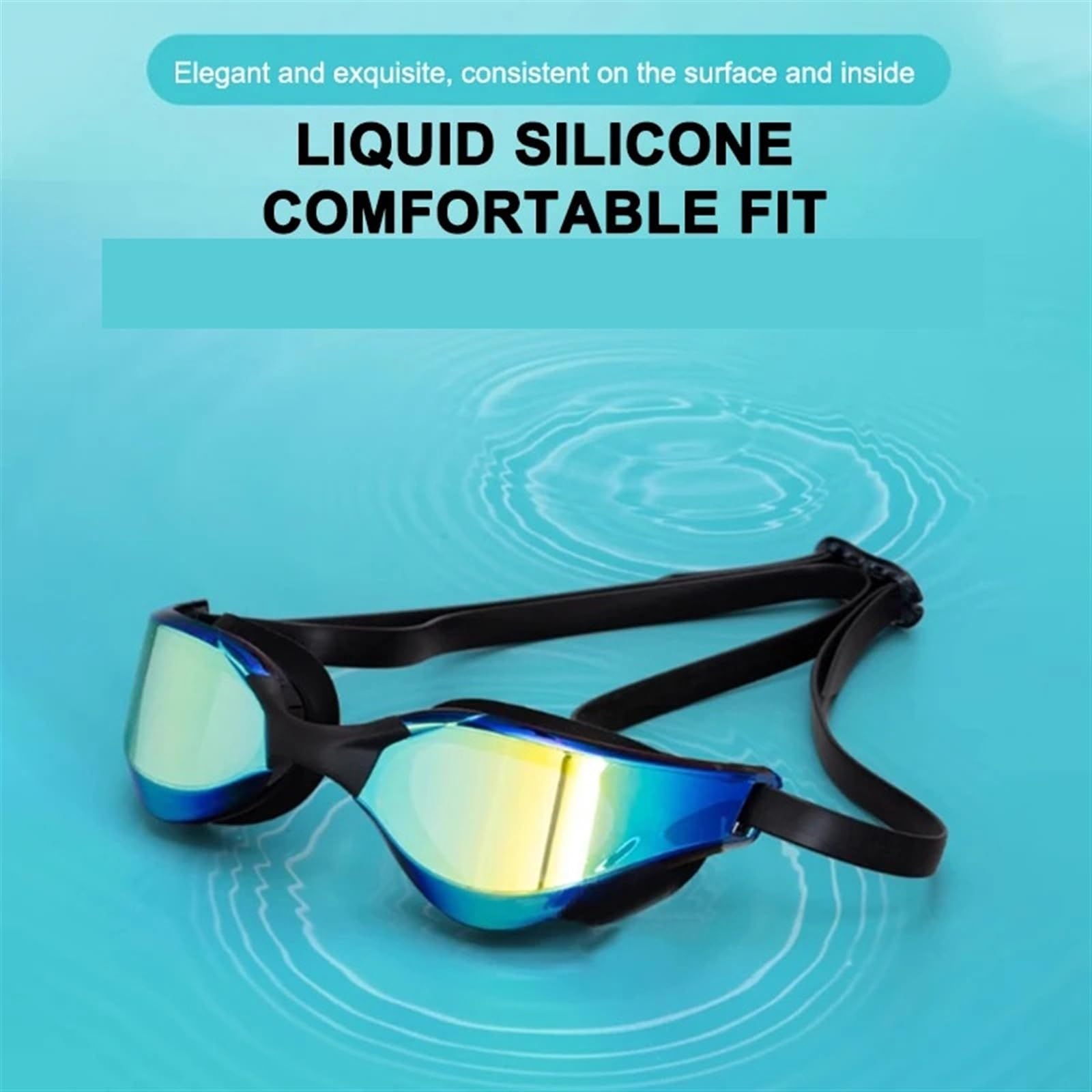Occhialini da Nuoto for Adulti Impermeabili e antiappannamento ad Alta Definizione, occhialini da Nuoto elettrolitici Professionali e Confortevoli per Uomo Donna(White Blue)