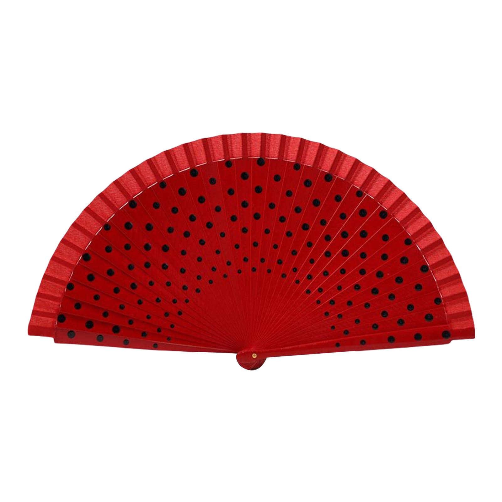 Flamenco Spanish Hand Fan Vintage Dots Pattern 23cm Wood Folding Fan for Dancing Party Decoration Dance
