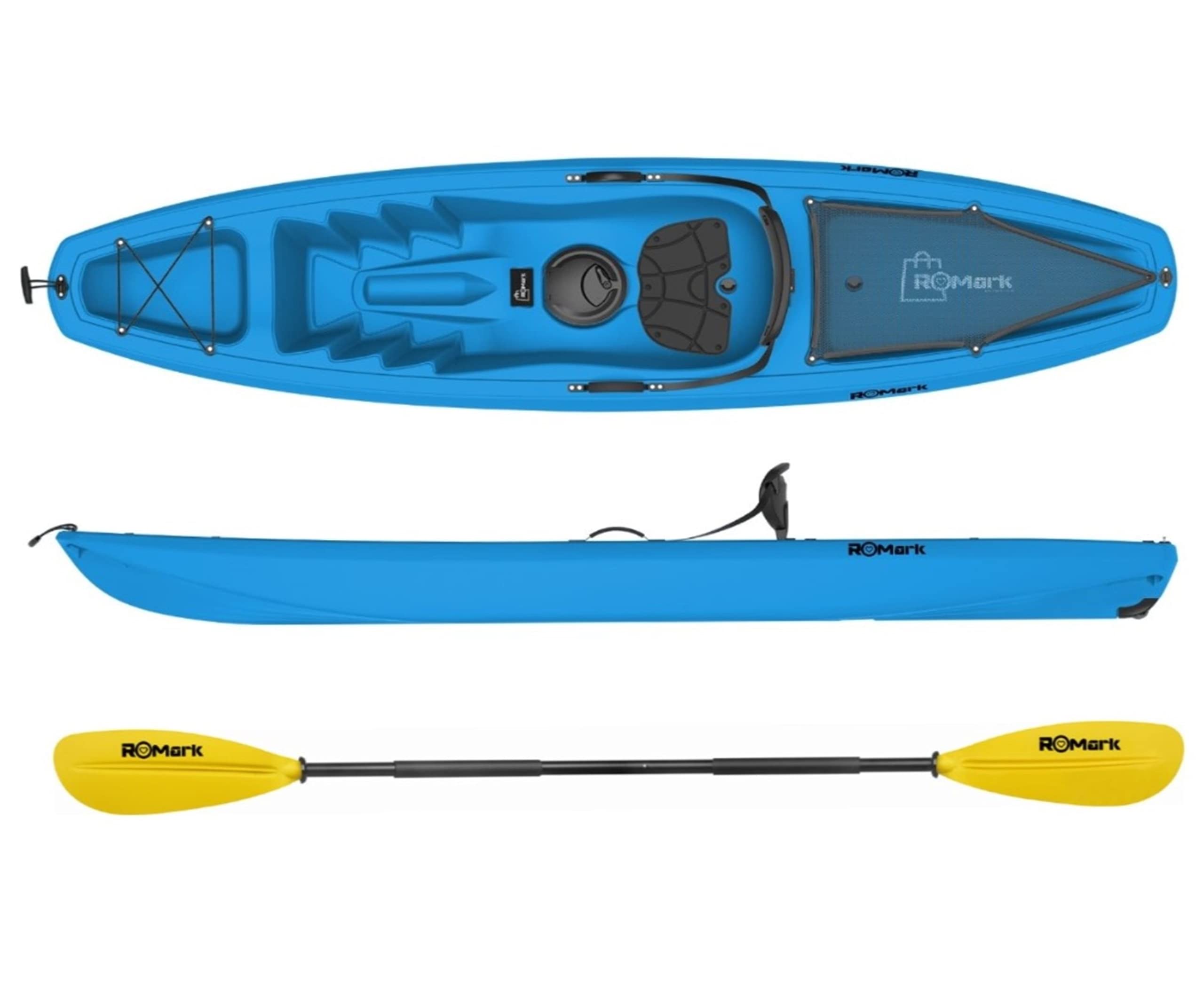 ROMARK Kayak - Canoa da 267 cm - 1 gavone + 1 pagaia + 1 seggiolino + 1 ruotino mare sport lago