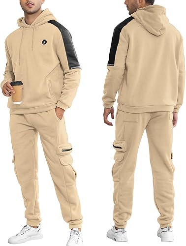 Miniatura 3 de Conjunto Deportivo de 2 Piezas con Capucha para Hombre, Sudaderas Deportivas de Manga Larga para Correr, Conjunto Casual para Deportes, Traje
