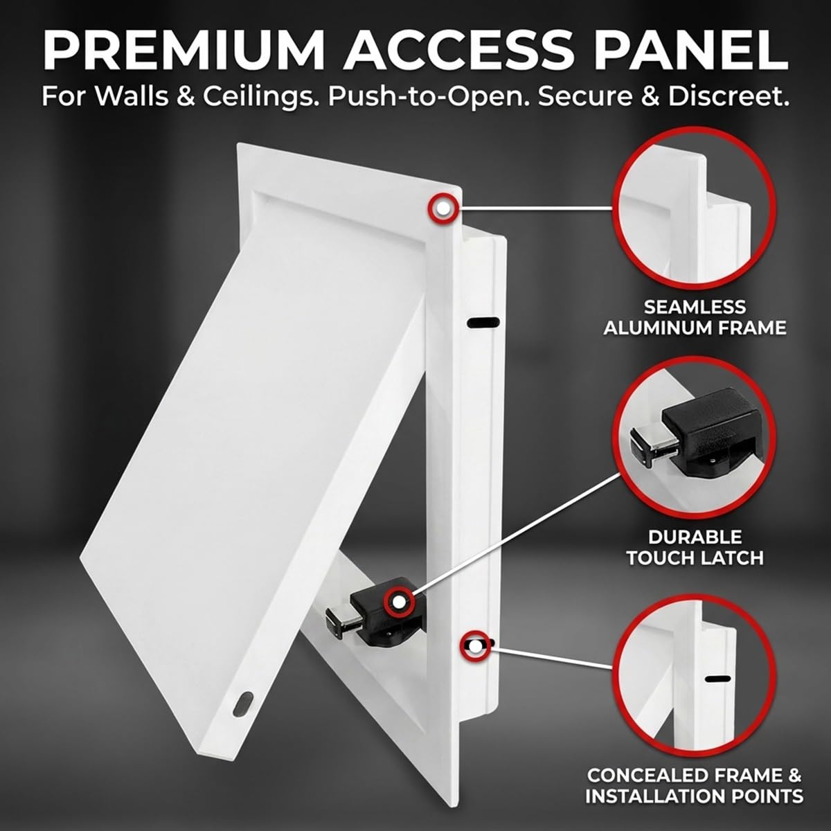 Puerta de Revisión de Aluminio Magnética Oculta para Pintar, Panel de Acceso Invisible para Falso Techo, Trampilla de Mantenimiento para Caja de Distribución y Válvulas(Gris,200 x450 mm)