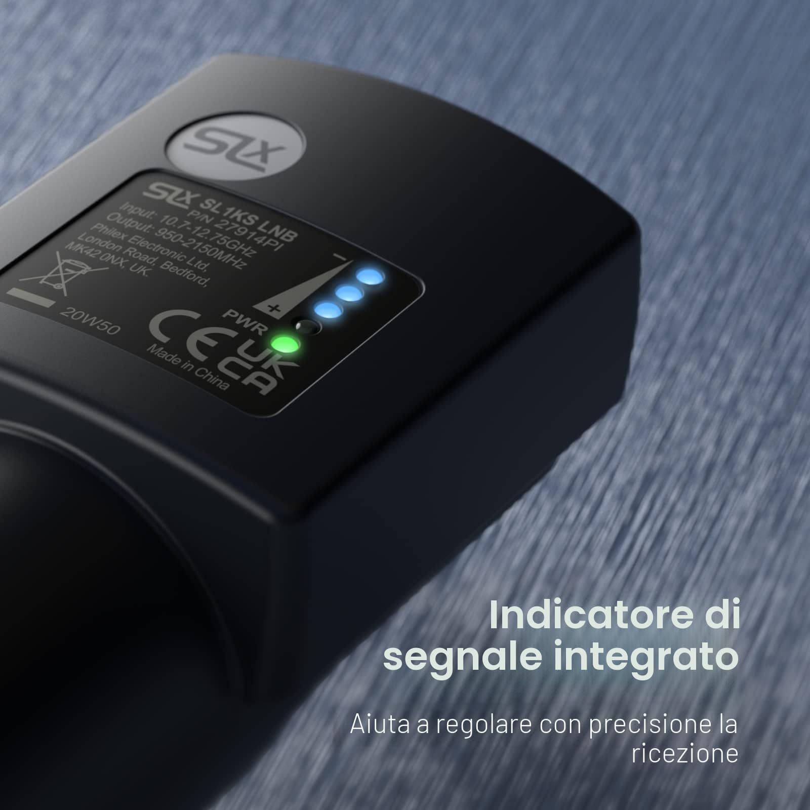 Illuminatore Parabola LNB Universale, Occhio Parabola a Uscita Singola con Rilevatore di Potenza del Segnale, 4K, UHD, Full HD