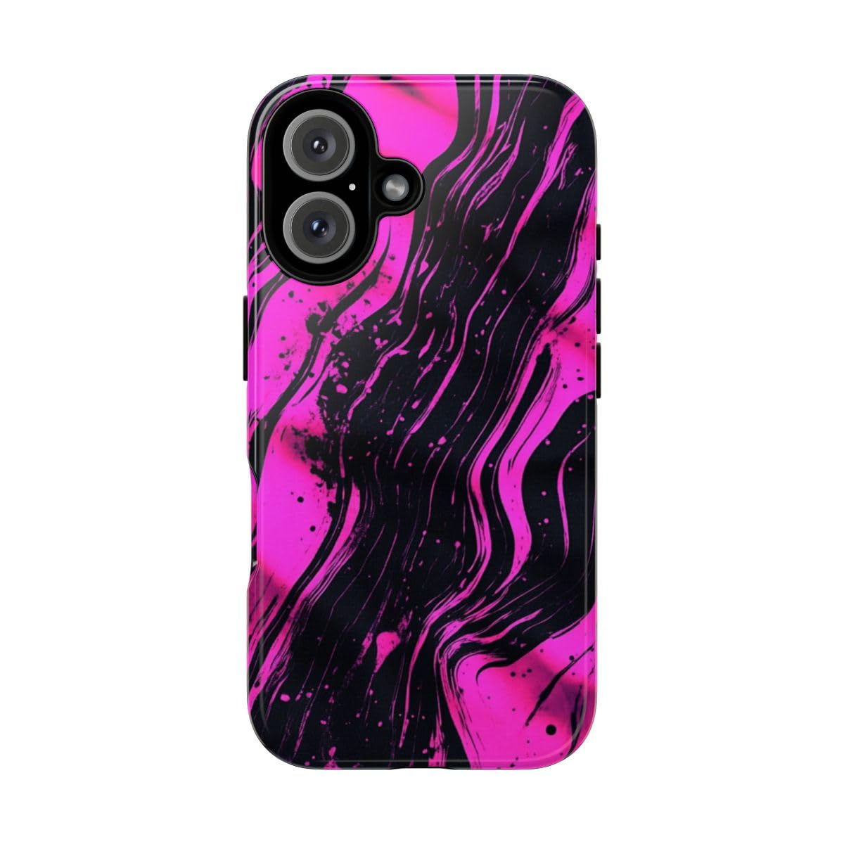 Coque iPhone 16 rose fluo pour protéger un smartphone avec style abstrait