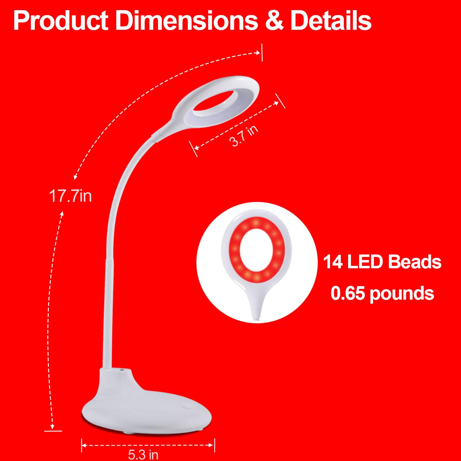 670 nm Rotlicht-Leselampe für Schlaf, kein blaues Licht, wiederaufladbar, dimmbar, tragbar, rotes LED-Licht, zum Lesen bei Nacht, Arbeiten und Basteln – ideales Geschenk für Buchliebhaber