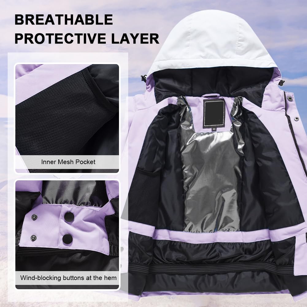 Kinder Skianzug 2tlg Skijacke mit Kapuze + Skihose Winddicht Wasserdicht Schneeanzug Jungen Atmungsaktiv Skianzüge Mädchen