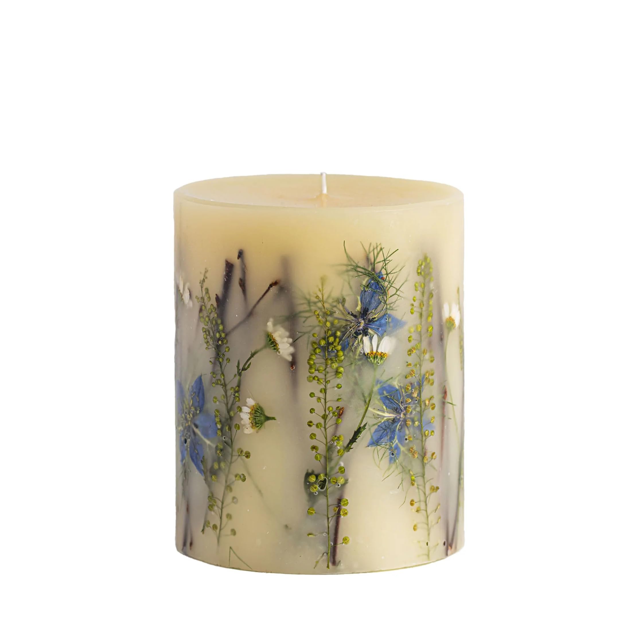 Rosy Rings Vela botánica de sal marina, una sola pieza, 4.5 x 5.5 pulgadas, 120 horas de combustión, cera con flores incrustadas florales, aroma costero, decoración de baño, sala de estar, spa, regalo