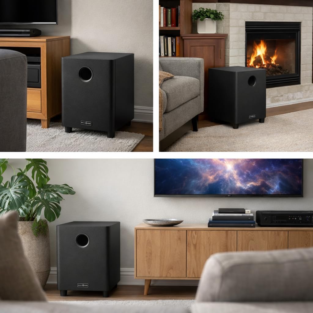 8 Inch Passive Subwoofer, 100W Power Heavy Bass Powerful Sound Synthetic Fiber Wood Material, Passive Speaker for Home Theater