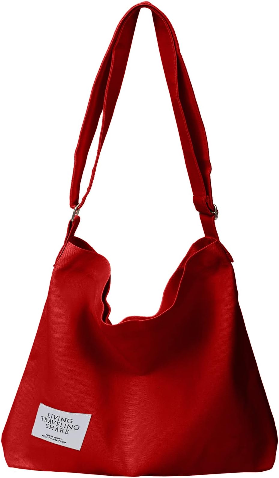 Tchh-Dayup Hobo Bags for Women Canvas Crossbody Tote Large Handbags, Red, Medium