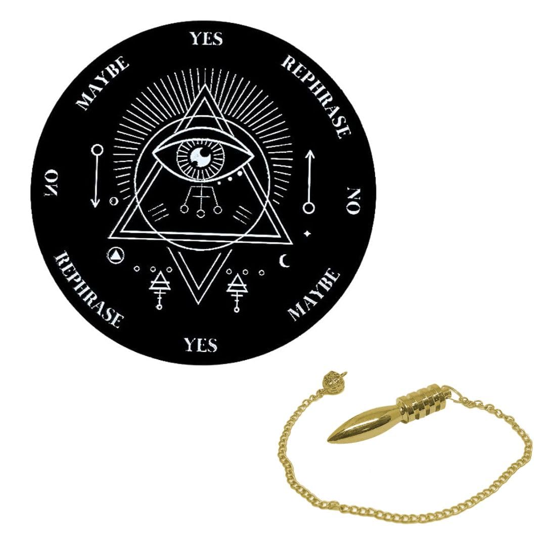 TREE MAISON CORONATING HOMES Vastu Acrylic Evil Eye Board | 9 inch | Dowsing Divination Board | with Brass Pendulum (Pendulum Assorted)
