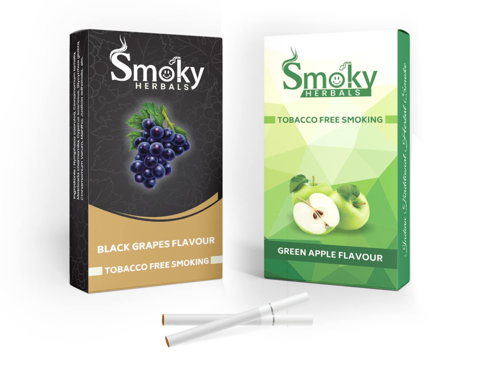 Smoky Herbals Pack of 2 Flavours 100% Tobacco & Nicotine Free Cigarette - 10 Sticks x 2 (GREEN APPLE/BLACK GRAPES)-image-17