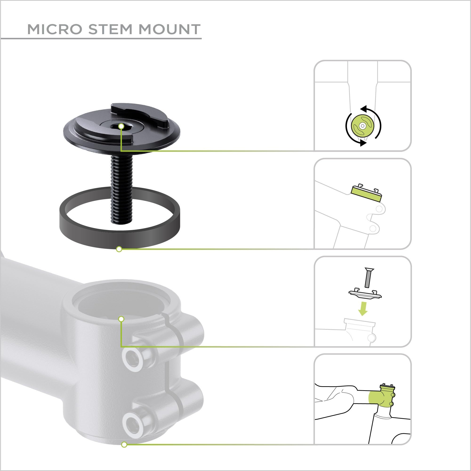 SP CONNECT Micro Stem Mount Pro Clamp | SPC+ | Supporto per cellulare per manubrio della bicicletta | Supporto per smartphone bicicletta | Supporto per cellulare
