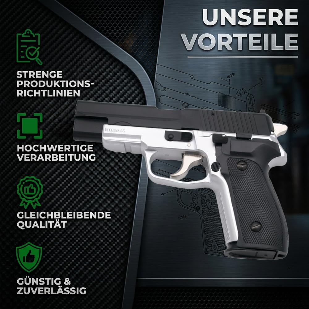 Softair Pistole Vollmetall <0,5 Jule 6 mm BB Federdruck Softair HA-113BS Airsoft Pistole 20 cm, 548 Gramm