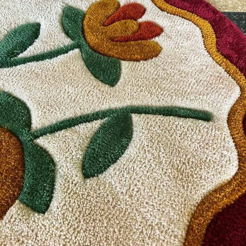 Image of Round Super Soft Microfiber Rangoli Door Mat For Home, Temple, Festival Rangoli Mat, Multicolor Pooja Mat, Diwali, Living Room, Kitchen, Traditional Modern Entrance Door Mat (24x24 inch) Design05
