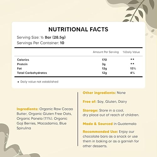 Miniatura 2 de Yogi Super Foods Barra vegana de espirulina azul chocolate blanco, saludable y orgánica para aumentar la energía, hecha de mantequilla de cacao