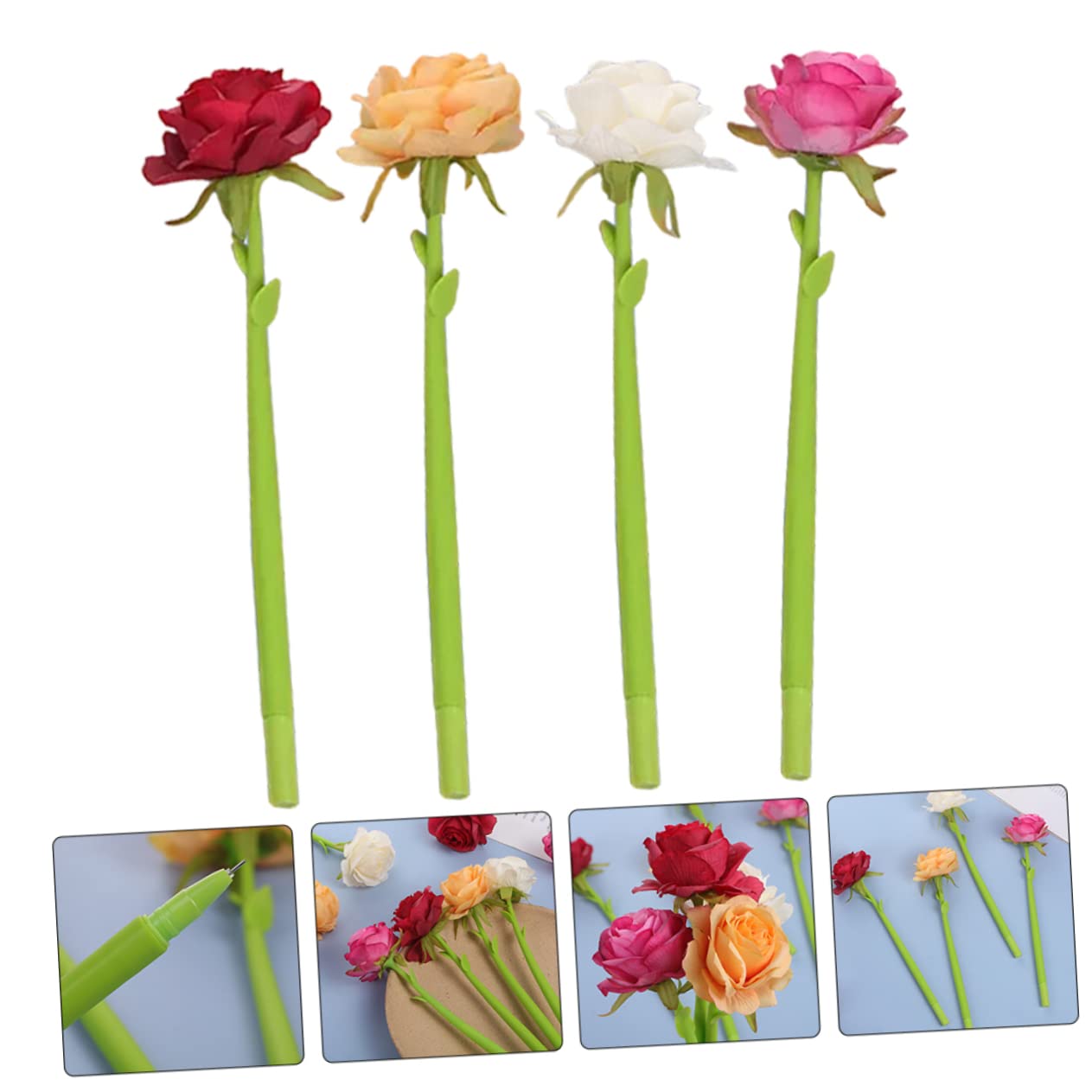 VILLCASE Lot De 5 Stylos Gel En Forme De Rose Pour Garçons Et Filles Instruments Décriture Créatifs Stylos En Silicone Pour La Famille Et Les Étudiants 4 Pièces X 5