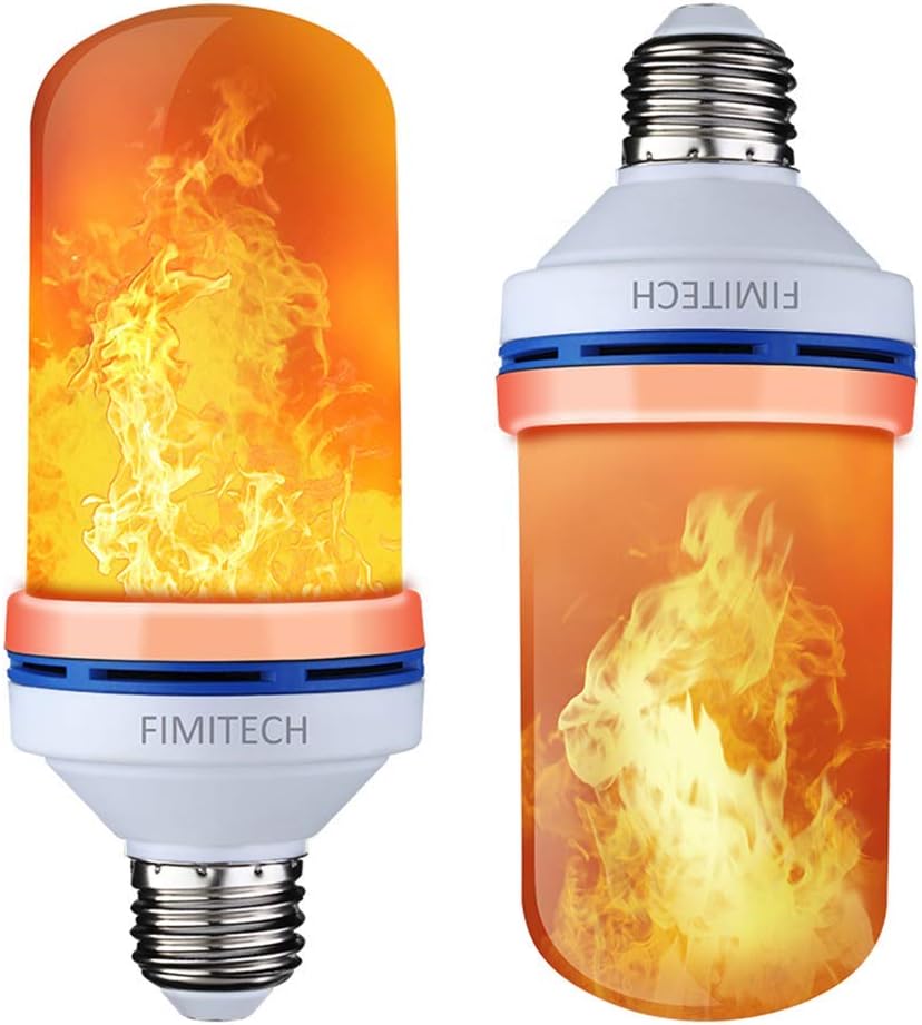 Flame Light Bulbs, LED Flame Effect Fire Light Bulbs, 4 Modes, E26 Standard Base, 108pcs LED Flame Light, Atmosphere Lighting, Decorative Light Halloween,Christmas (2 Pack)