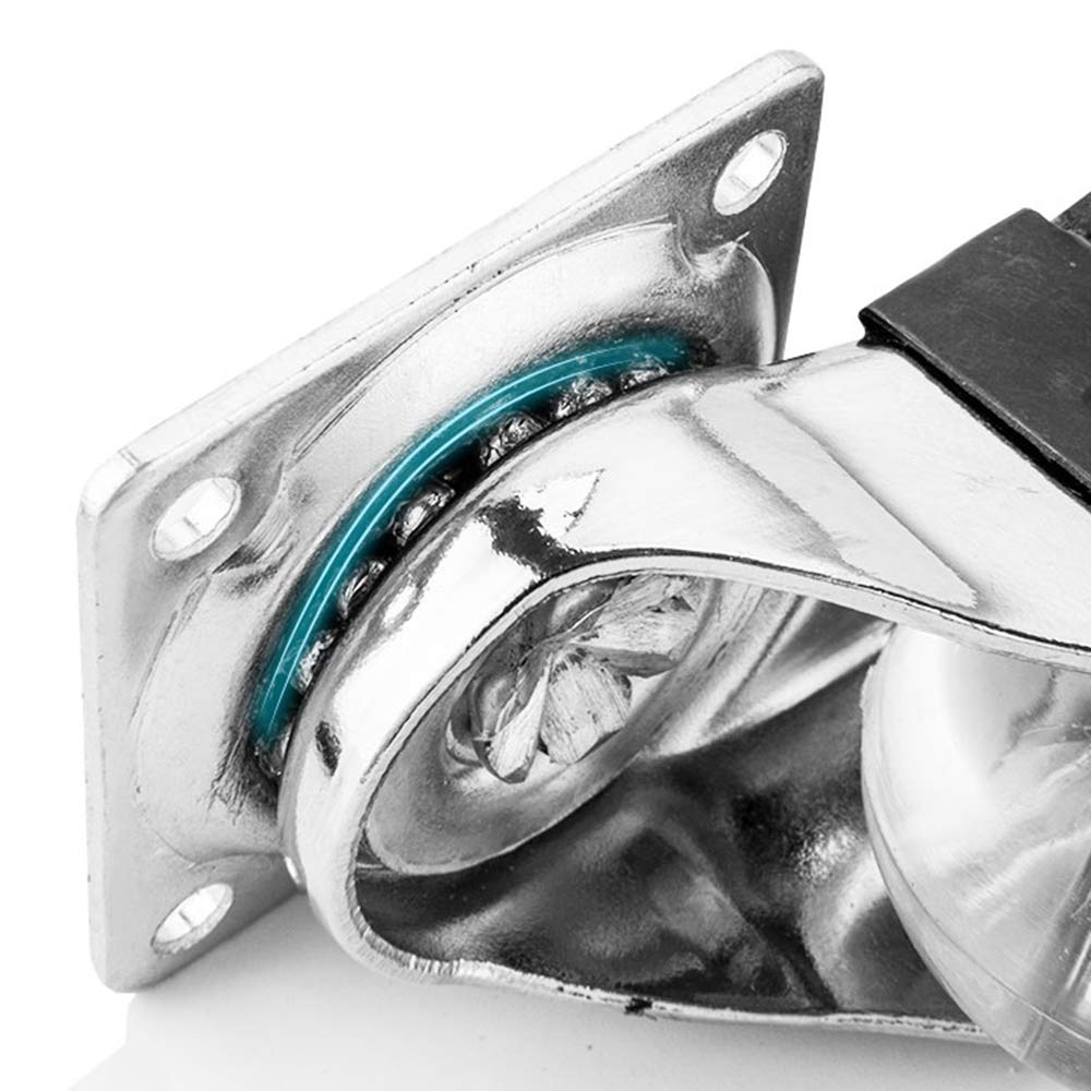 Ruedas giratorias de Poliuretano Transparente de 3 Pulgadas con rotación de 360 Grados y Placa Superior de Bloqueo (2 Ruedas giratorias + 2 Ruedas con Freno de 2,5 Pulgadas)