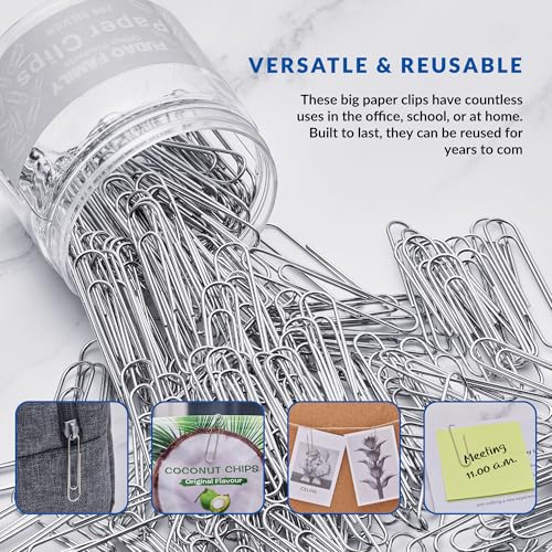 Jumbo Paper Clips, 2 Inch Paper Clip, 200 pcs Large Paperclips image 3