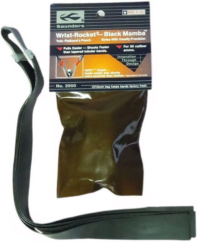 Saunders Black Mamba Wrist Rocket Slingshot Twin Flat Replacement Band