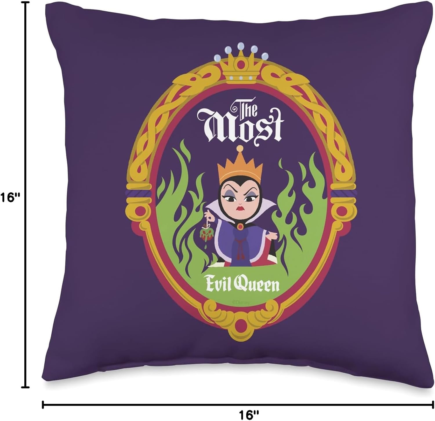 Disney Villains Kawaii The Most Evil Queen Chibi Purple Throw Pillow