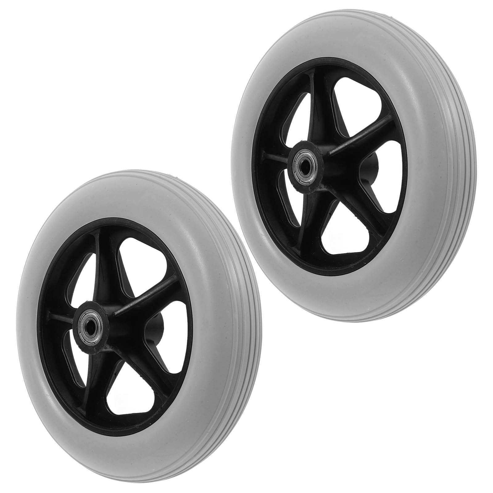KALLORY 2 Pezzi Ruote Anteriori per Carrozzina, Ruote di Ricambio in Plastica Diametro 8mm, Resistenti e Facili da Installare per Carrelli e Trolley