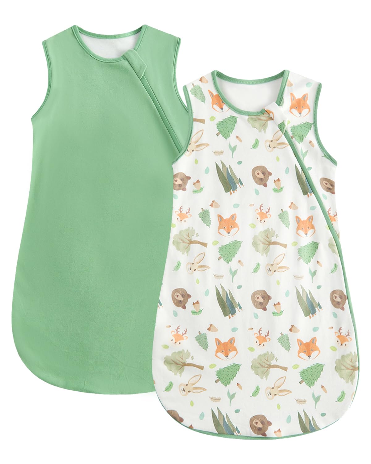 WYTbaby 2er Pack Baby Schlafsack 0.5 1 1.5 Tog, 100% Baumwolle Babyschlafsack für Kleinkind Neugeborene Jungen Mädchen 0-24 Monate