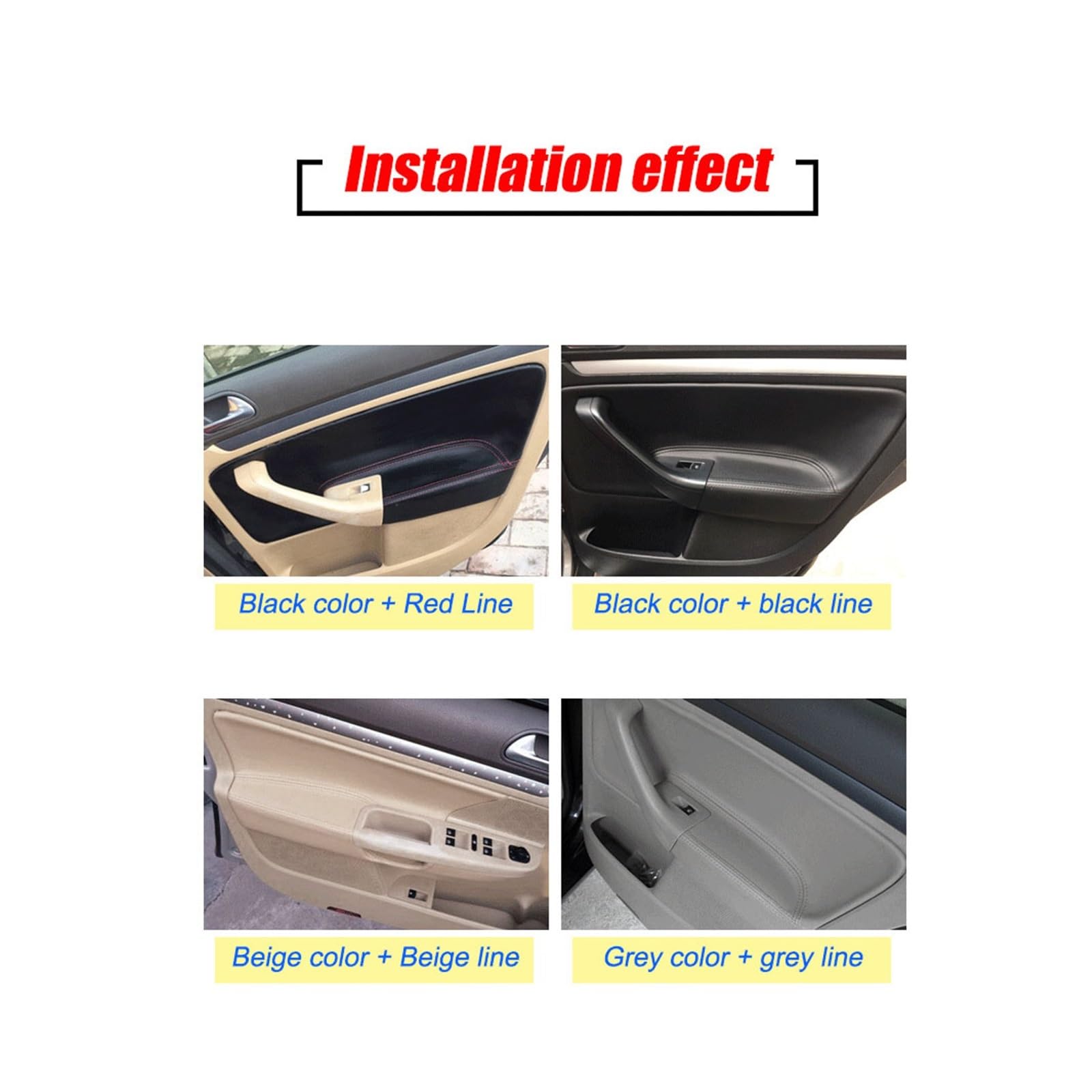 Rivestimento in pelle for pannello portiera auto compatibile con Volkswagen Golf 5 MK5 Jetta Sagitar 2006-2011 Accessori interni(Left rudder black+red line)