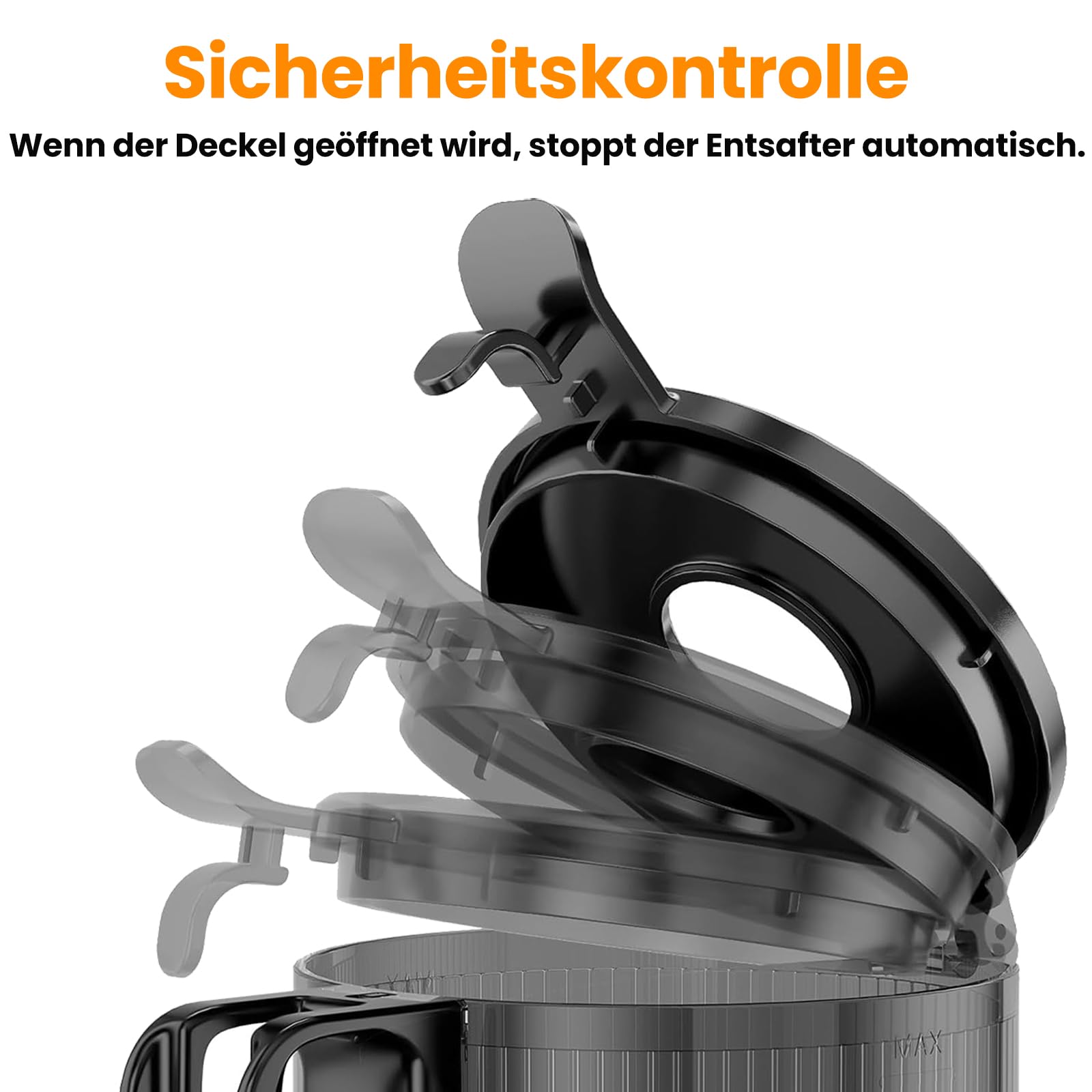 MAISON HUIS Entsafter Slow Juicer mit 13.5cm Extra Großem Einfüllschacht für Ganze Früchte und Gemüse, leicht zu Reinigen Entsafter Gemüse und Obst, Hohe Saftausbeute Juicer Machine,Schwarz