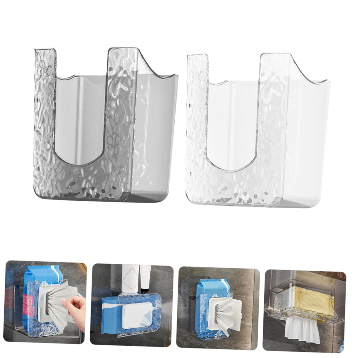 PRETYZOOM Lot De 4 Distributeurs De Mouchoirs Muraux Élégants Boîte De Rangement Multifonction pour Lingettes Et Mouchoirs pour Bébé 2 Pièces X 4
