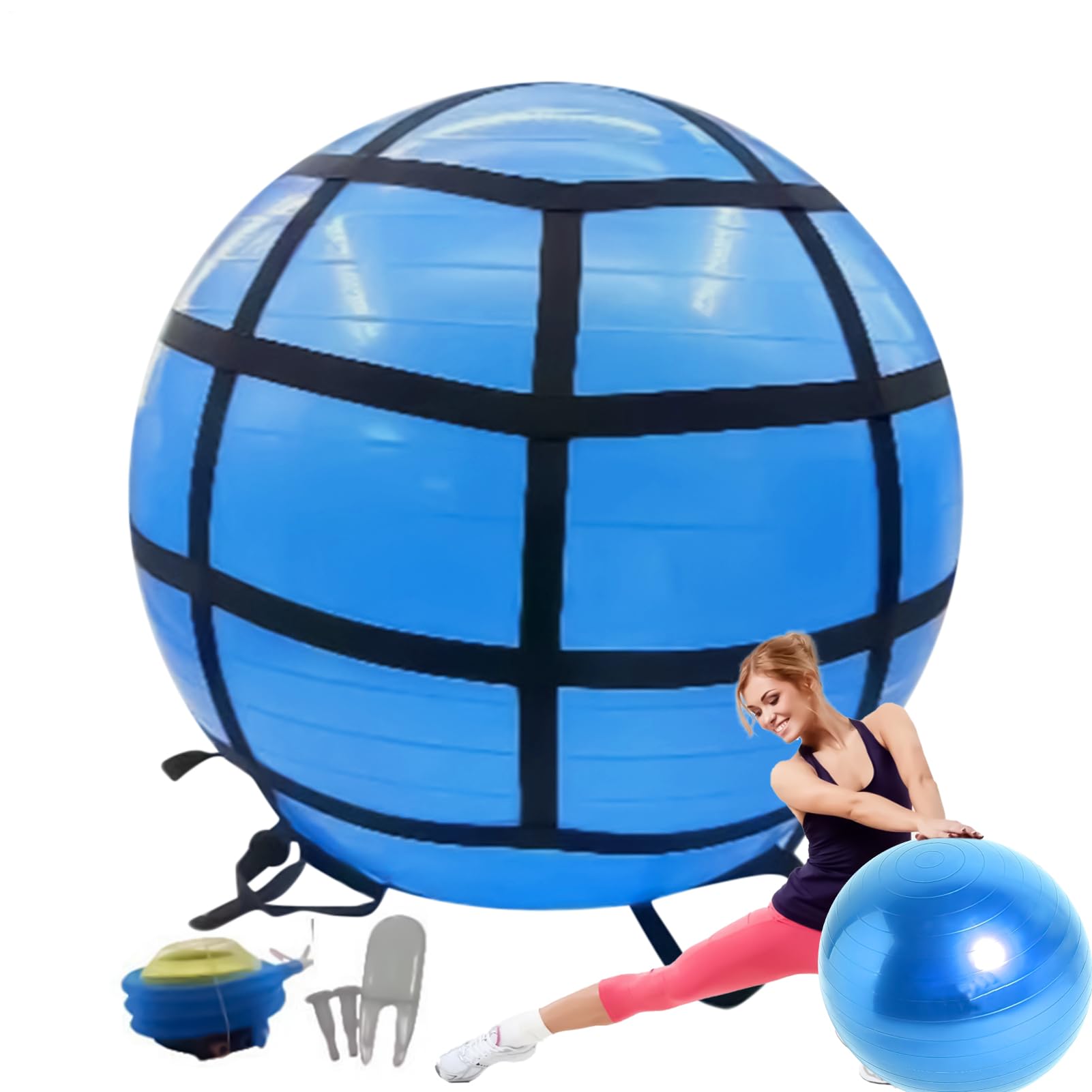 Générique Piłka do ćwiczeń, piłka fitness z pompką, design przeciwwybuchowy, trening rdzeniowy, 9,45 x 5,91 x 4,72 cala, waga rozciąganie, pilates trening, ćwiczenia narodzin, siłownia domowa