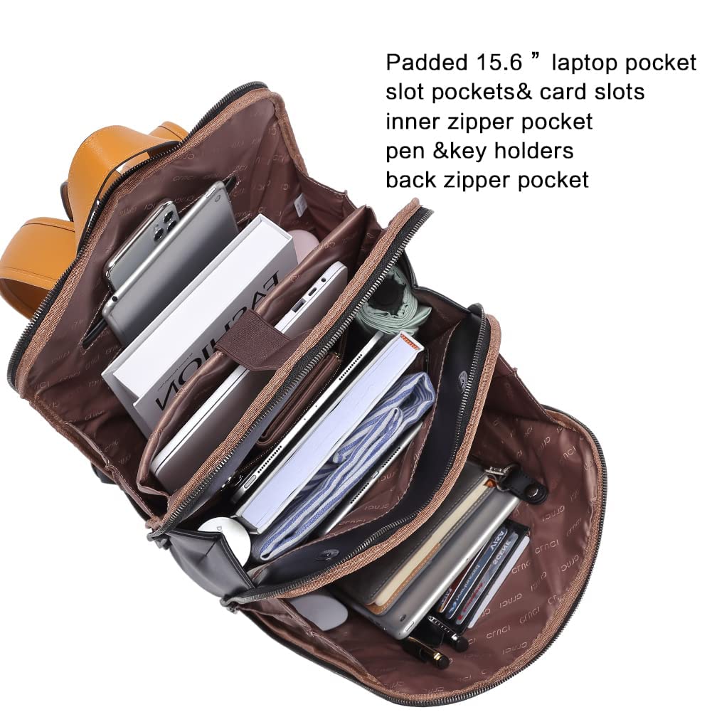 CLUCI Leather Backpack for Women, 15.6 inch Laptop Bag, Large Genuine Work Backpack Travel Back — Amazon image 27