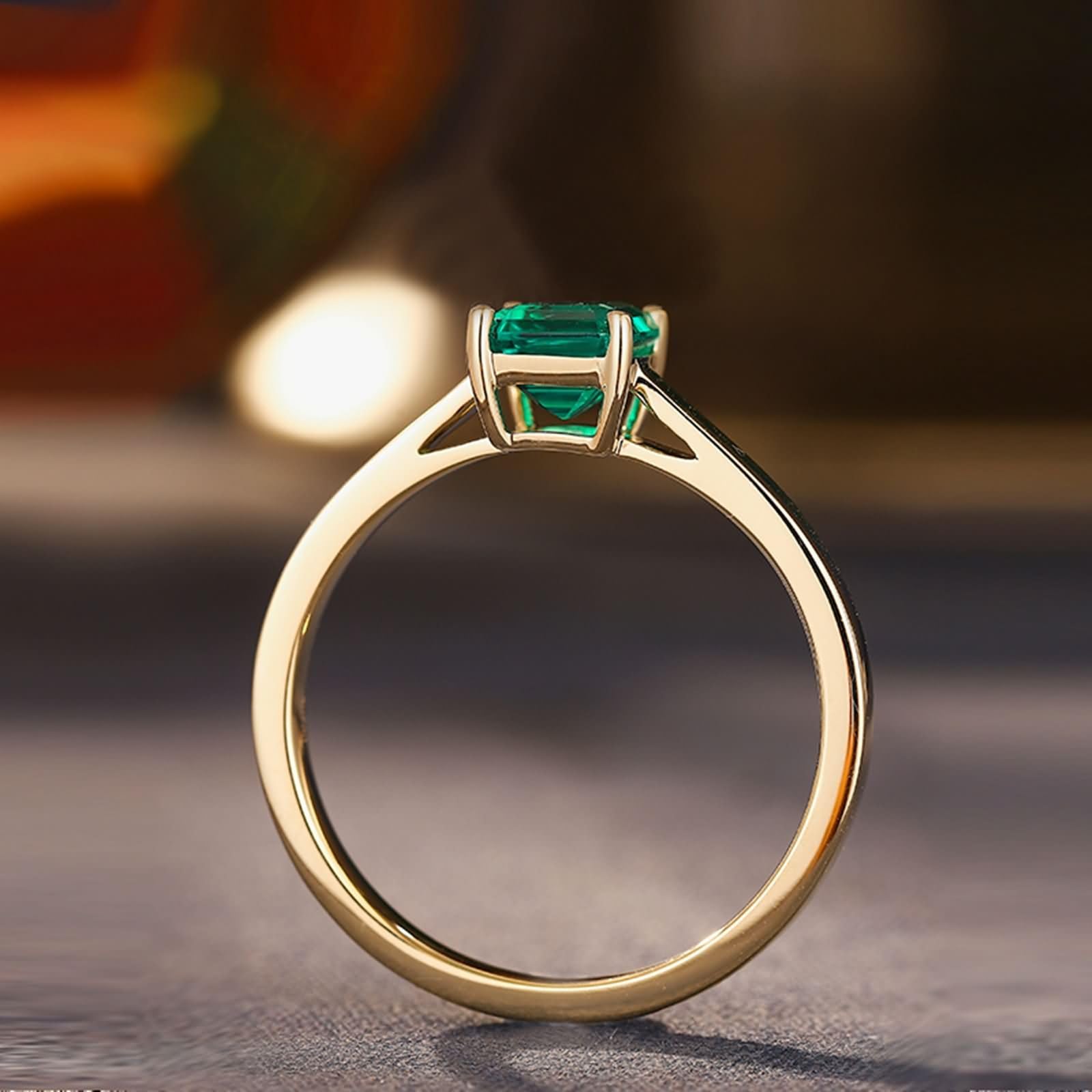 Pierścionek zaręczynowy damski żółte złoto 750, 4 szczęki Solitaire 1,5 ct Szmaragd Prostokąt, Zielone Złote Pierścionki Fedina Kobiety, Rozmiar 8 (48 mm)