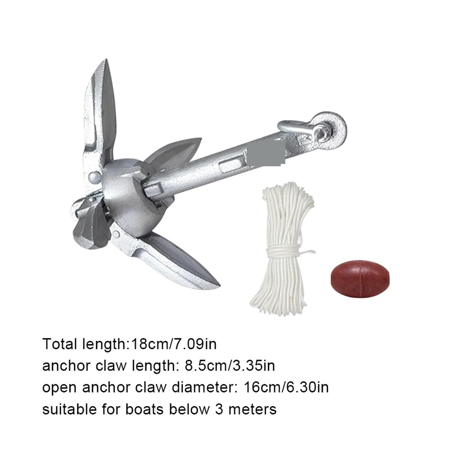 Festmacherleine, 0,7 kg 1,5 kg Edelstahl Klapp Wasserfahrzeug Marine Kanu Boot Enterhaken Floß Fischerboot Boot Zubehör(0.7kg)